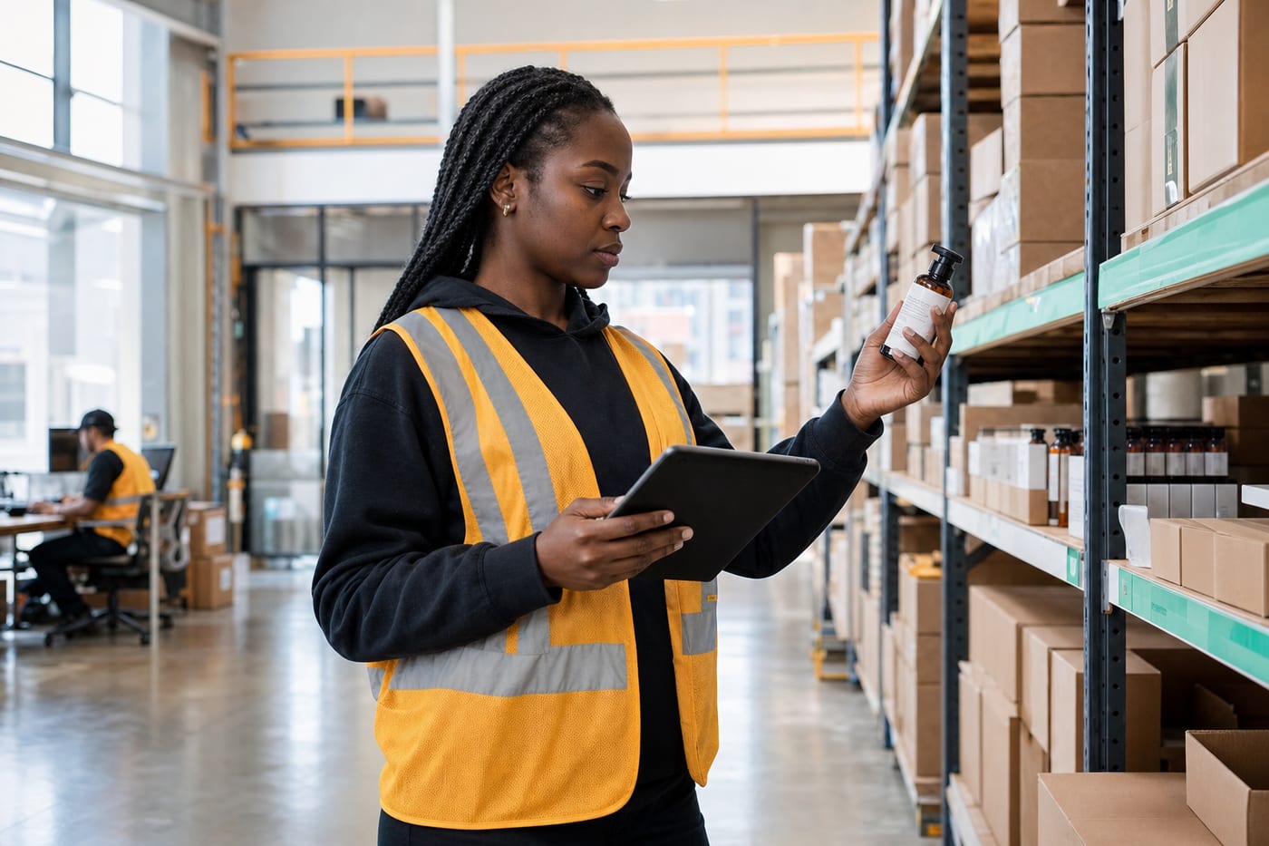 Checking product units on the shelf against the listing