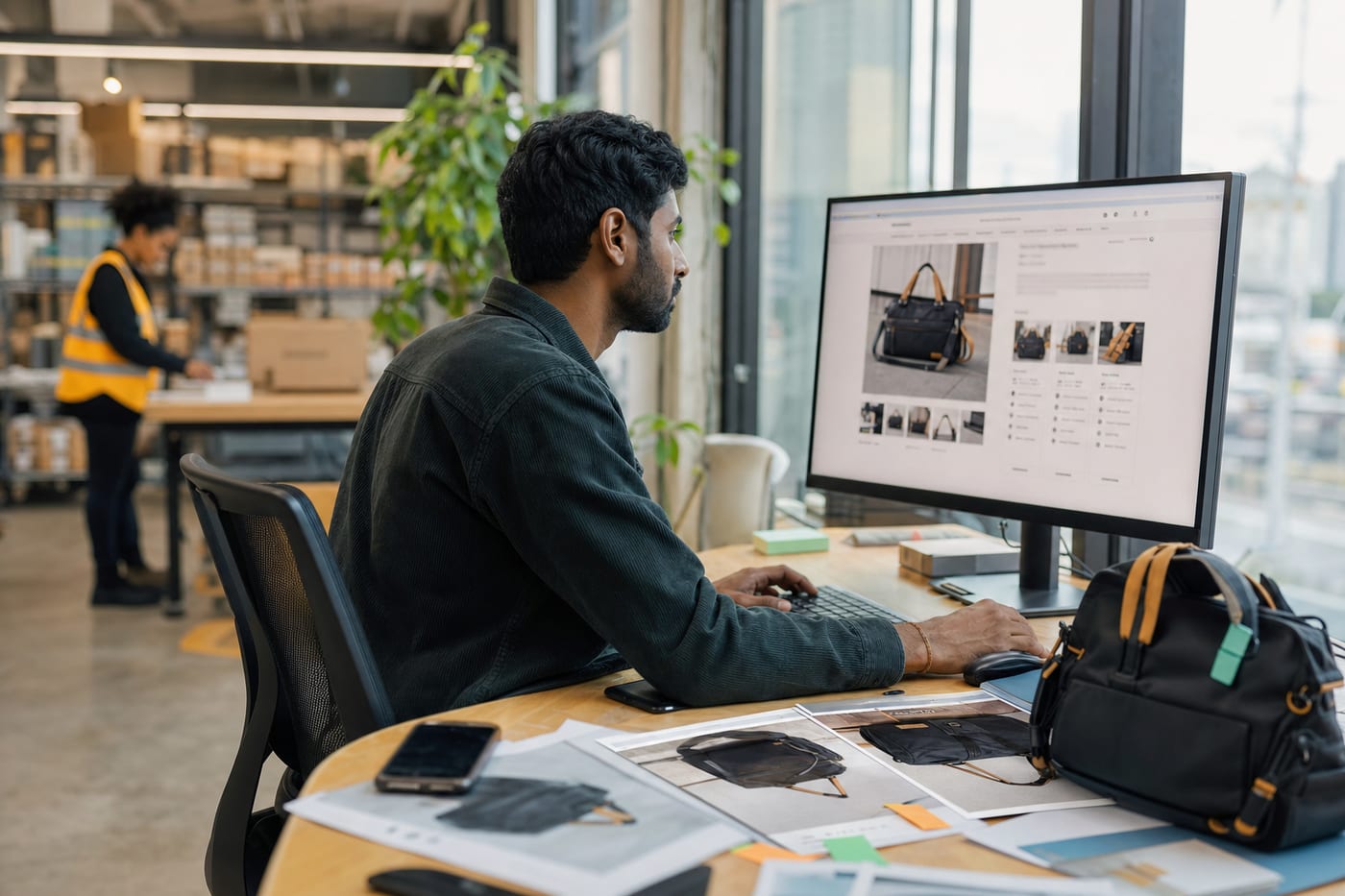 Laying out a product page in the office